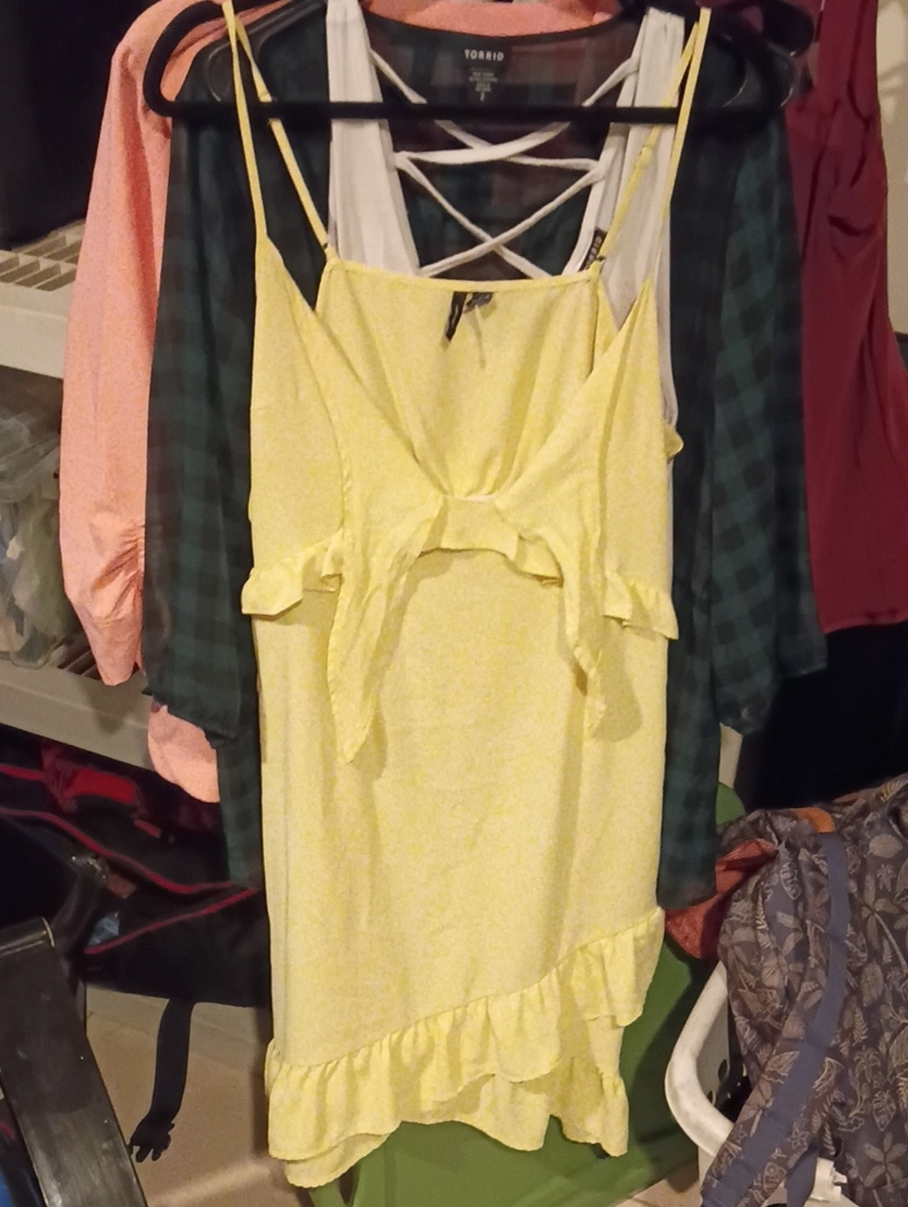 Vero Moda Yellow Ruffle Spaghetti Strap Dress